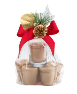 Maggies Blend 6 Pack of Round Votives & Holder with Holiday Trim