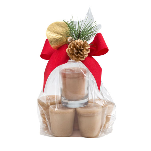 Maggies Blend 6 Pack of Round Votives & Holder with Holiday Trim